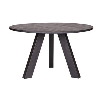 Măsuță din lemn de stejar woood rhonda, negru, Ø 129 cm