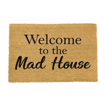 Covoraș intrare din fibre de cocos artsy doormats welcome to the mad house, 40 x 60 cm