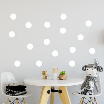 Set autocolante de perete north carolina scandinavian home decors dot, alb