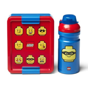 Set caserolă pentru gustări și sticlă lego® iconic, roșu-albastru
