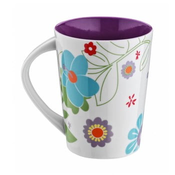 Cană din porțelan flowers, 400 ml, mov