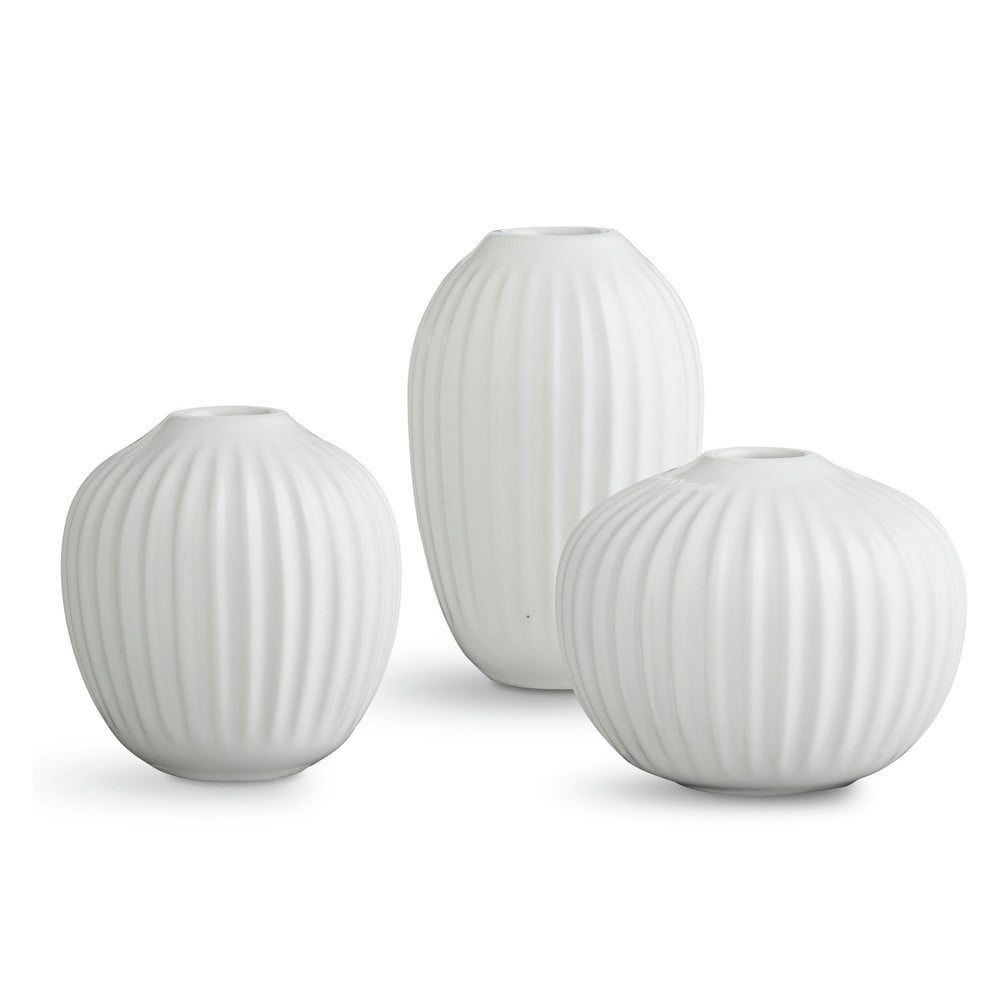 Sada 3 miniaturních kameninových bílých váz Kähler Design Hammershoi Miniature