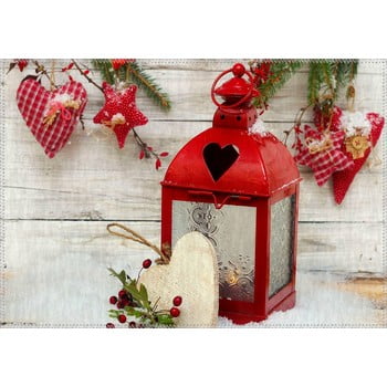 Covor Vitaus Christmas Period Red Rustic Lantern, 50 x 80 cm