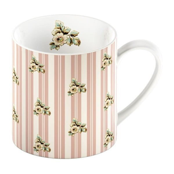 Růžový porcelánový hrnek s proužky Creative Tops Cottage Flower, 330 ml