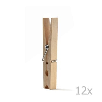 Set 12 cârlige rufe, din lemn, domopak living