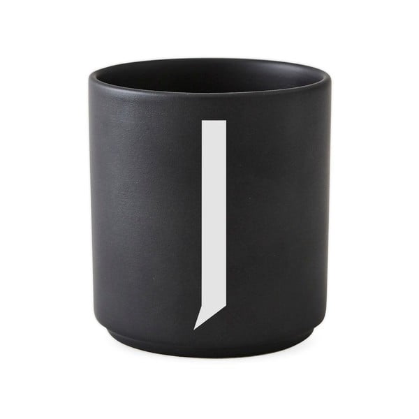 Černý porcelánový hrnek Design Letters Alphabet J, 250 ml
