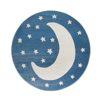 Covor rotund kicoti moon, ø 100 cm, albastru-alb