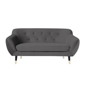 Canapea cu 2 locuri mazzini sofas amelie cu picioare negre, gri