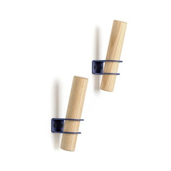 Set 2 cârlige de perete din lemn de frasin emko torch, natural-albastru