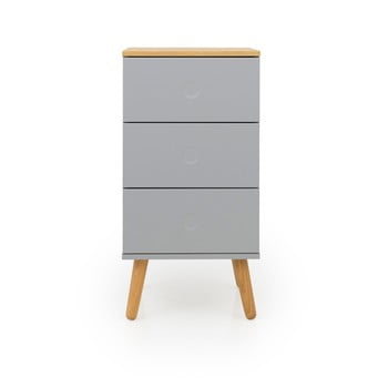 Dulap cu detalii în decor de stejar și 3 sertare tenzo dot, lățime 40 cm, gri