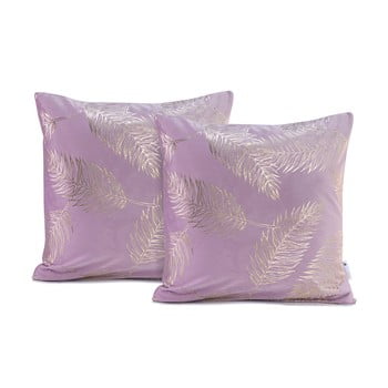 Set 2 fețe de pernă decoking golden leafes lilac, 45 x 45 cm, mov deschis