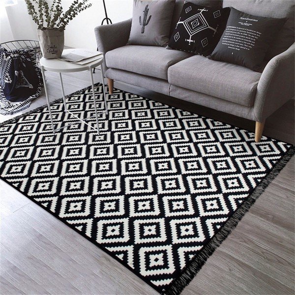 Černo-bílý oboustranný koberec Helen, 80 x 150 cm