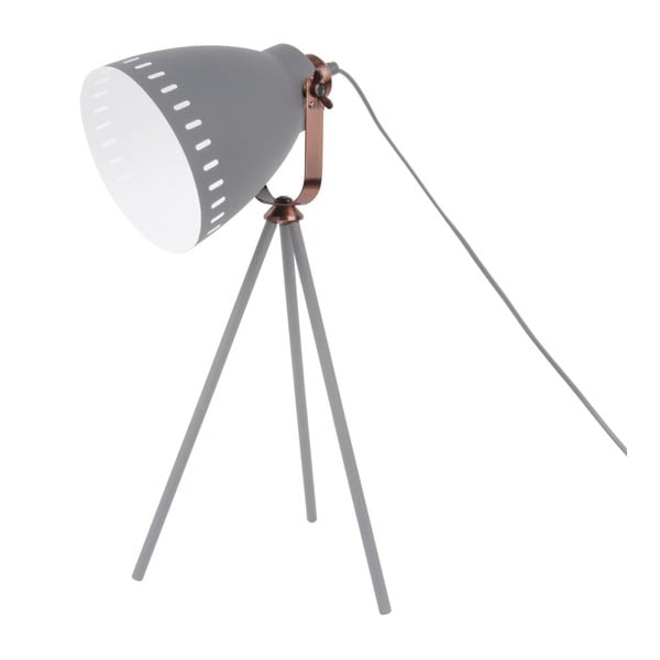 Šedá stolní lampa s detaily v měděné barvě Leitmotiv Mingle