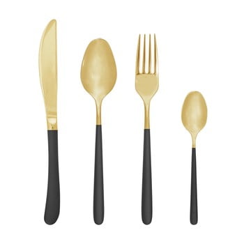 Set 4 tacâmuri bloomingville cutlery gold, roșu - auriu
