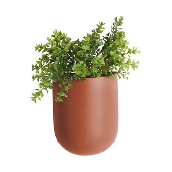 Ghiveci suspendat din ceramică pt living oval, maro mat