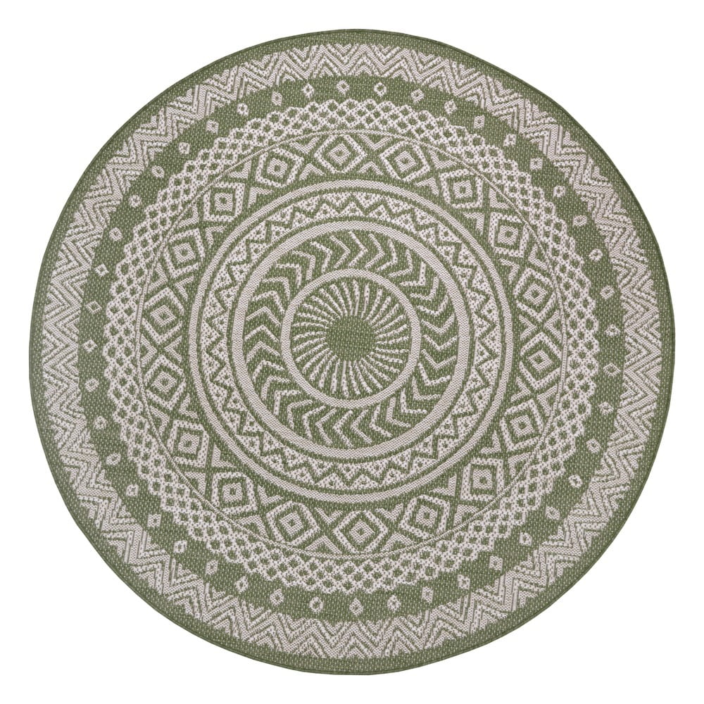 Zeleno-béžový venkovní koberec Ragami Round, ø 120 cm