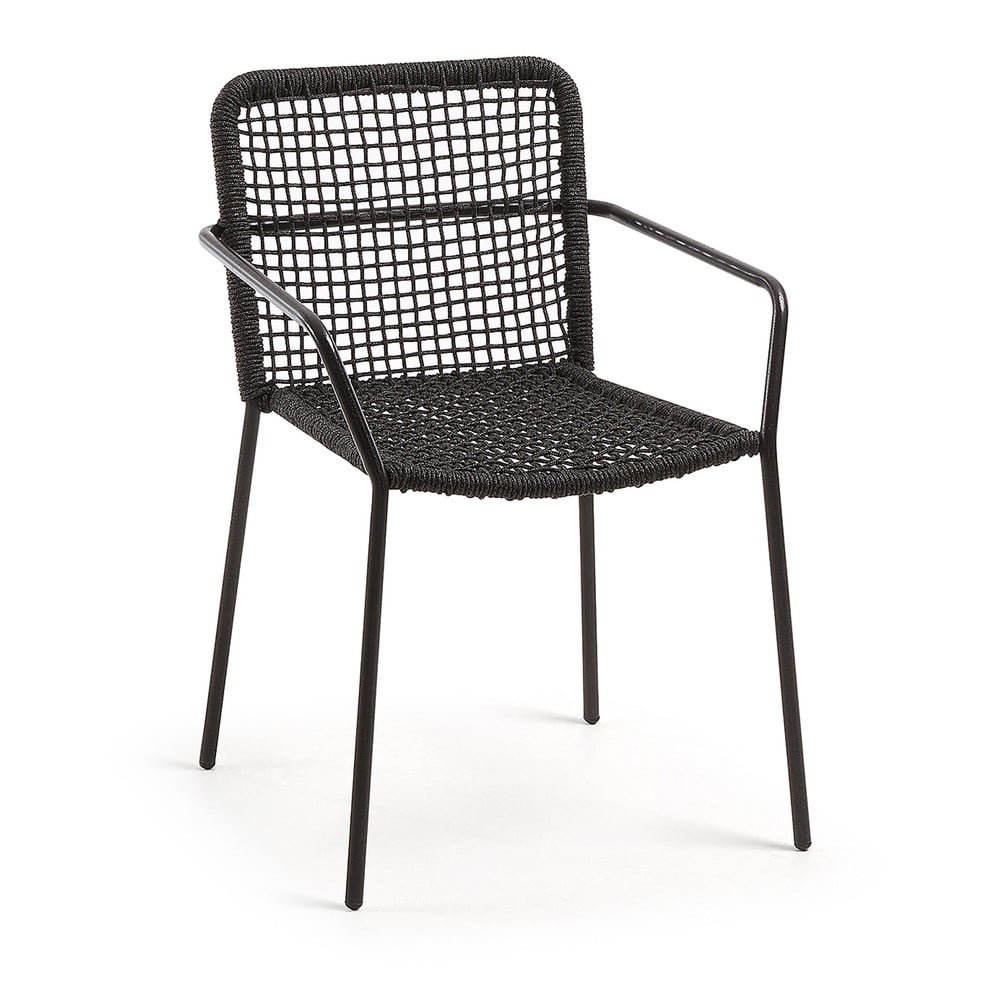 Černá zahradní židle s ocelovou konstrukcí Kave Home Bomer
