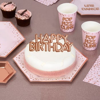 Ornament din hârtie pentru tort Neviti Glitz & Glamour Happy Birthday