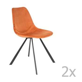 Set 2 scaune cu tapițerie catifelată dutchbone franky, portocaliu
