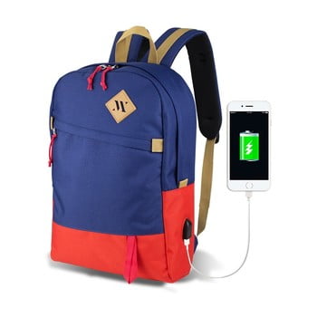 Rucsac cu port usb my valice freedom smart bag, roșu-albastru