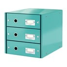 Tyrkysově modrý box se 3 zásuvkami Leitz Office, 36 x 29 x 28 cm