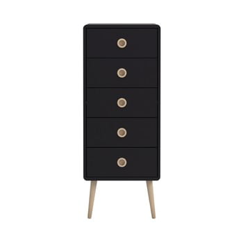 Comodă cu 5 sertare steens soft line, negru