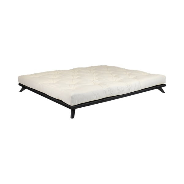 Dvoulůžková postel z borovicového dřeva s matrací Karup Design Senza Comfort Mat Black/Natural, 180 x 200 cm