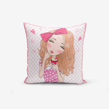 Față de pernă minimalist cushion covers girl with cupcake, 45 x 45 cm