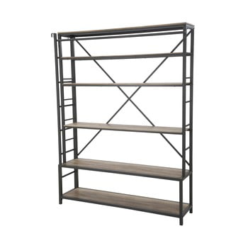 Bibliotecă din metal cu scară mauro ferretti manhattan, înălțime 210 cm, negru