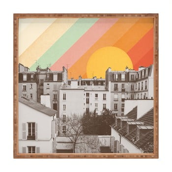 Tavă decorativă din lemn living city, 40 x 40 cm
