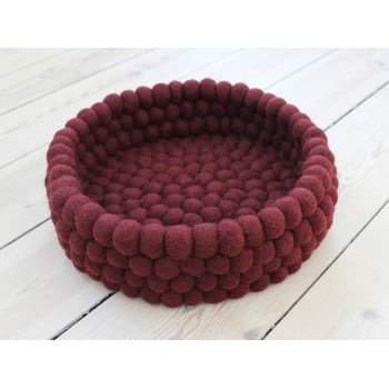 Coș depozitare cu bile din lână wooldot ball basket, ⌀ 28 cm, vișiniu închis