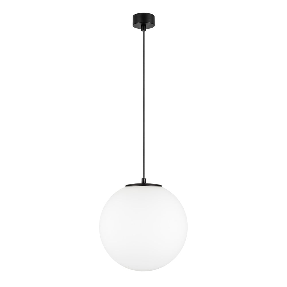 Bílé závěsné svítidlo s objímkou v černé barvě Sotto Luce TSUKI L, ⌀ 30 cm