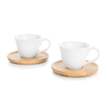 Set 2 cești pentru espresso cu farfurie din bambus bambum flo