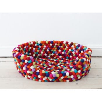 Pat cu bile din lână, pentru animale de companie Wooldot Ball Pet Basket, 60 x 40 cm, roșu închis