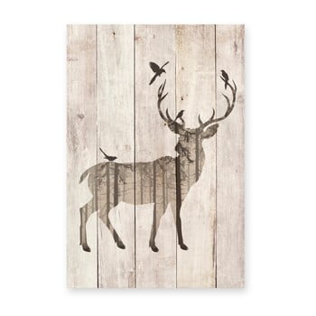 Tablou decorativ din lemn de pin really nice things watercolor deer, 40 x 60 cm