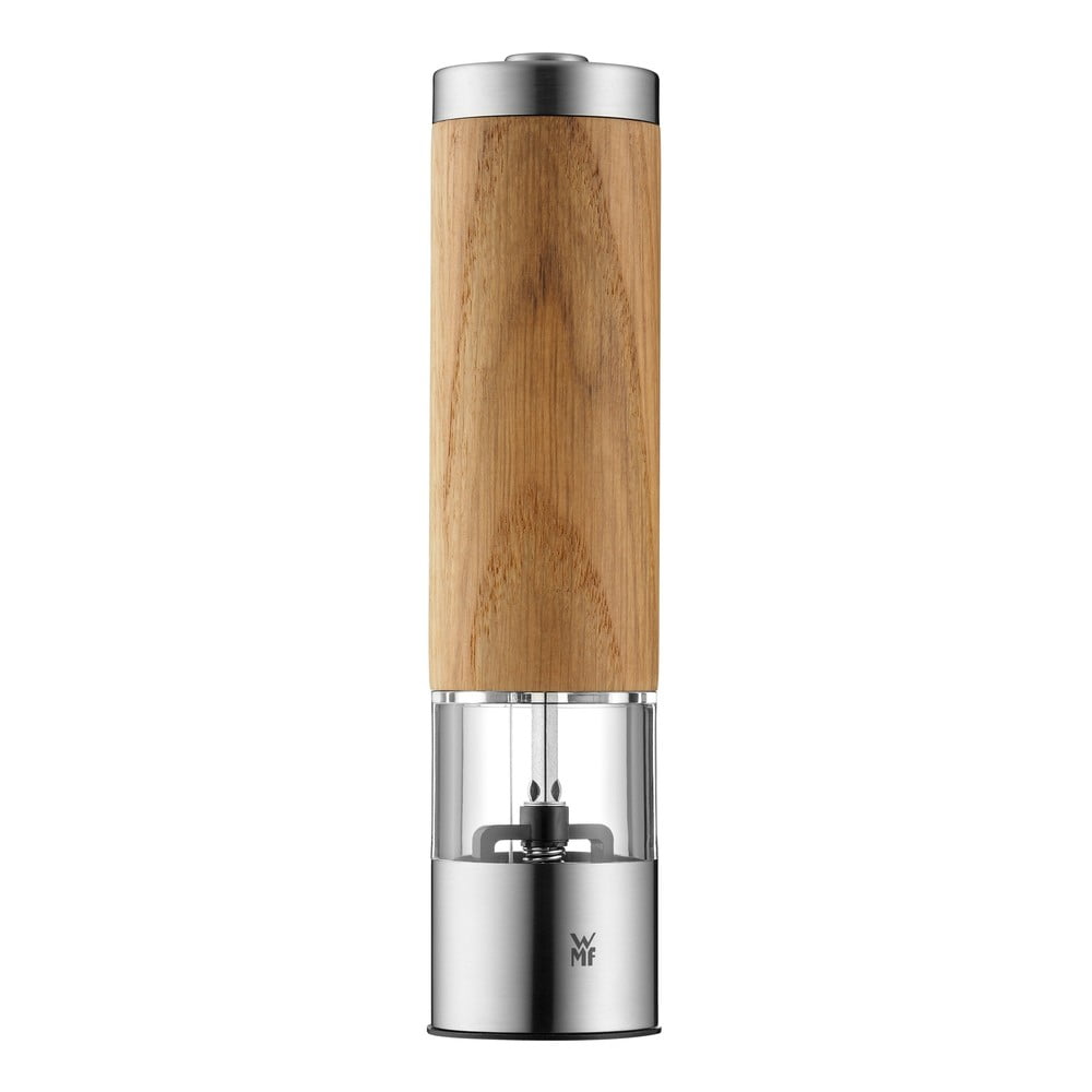 Elektrický mlýnek na pepř a sůl z dubového dřeva WMF, výška 21,5 cm