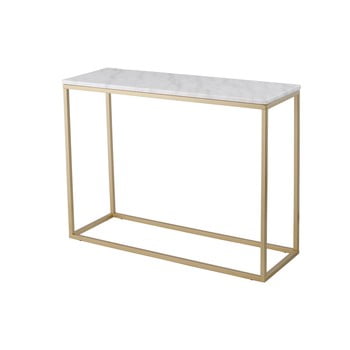 Consolă rge accent, blat din marmură și structură în culoarea alamei, înălțime 75 cm