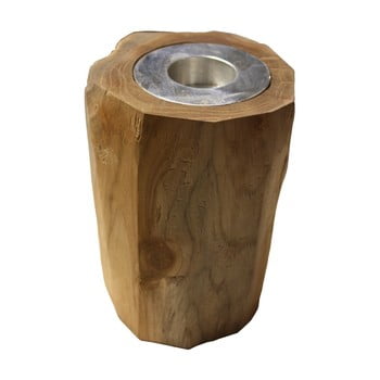 Suport lumânare din lemn de tec hsm collection antique, 17 cm