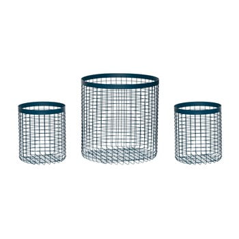 Set 3 coșuri depozitare hübsch wire perrio, albastru