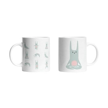 Set 2 căni din ceramică butter kings love yoga, 330 ml
