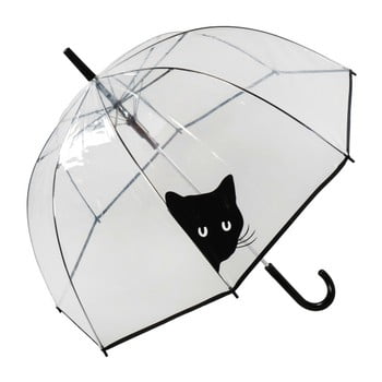 Umbrelă birdcage peeking cat, 84 cm, transparent