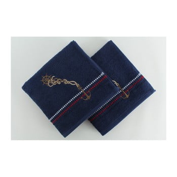 Set 2 prosoape din bumbac marina dark blue, 50 x 90 cm, albastru închis