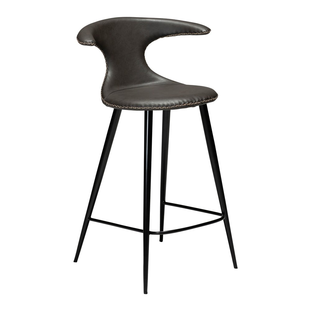 Tmavě šedá barová židle z imitace kůže DAN–FORM Denmark Flair, výška 90 cm