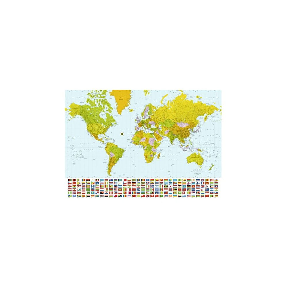 Osmidílná fototapeta World Map, 366 x 254 cm