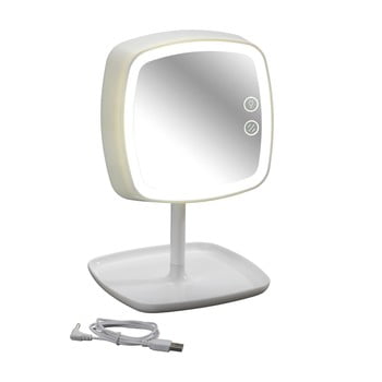 Oglindă de birou cu veioză wenko cosmetic mirror, alb