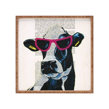 Tavă decorativă din lemn cool cow, 40 x 40 cm