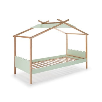 Pat cu structură din lemn de pin pentru copii marckeric nuvem, 90 x 190 cm, verde