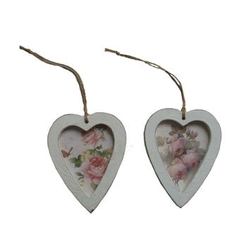 Set 2 inimi decorative de agățat antic line