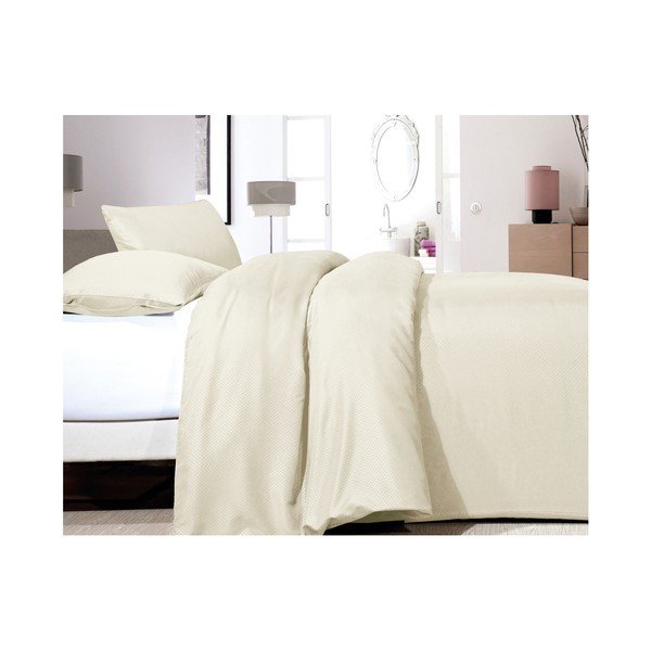 Krémové povlečení z mikroperkálu na jednolůžko Sleeptime Satin, 140 x 200 cm