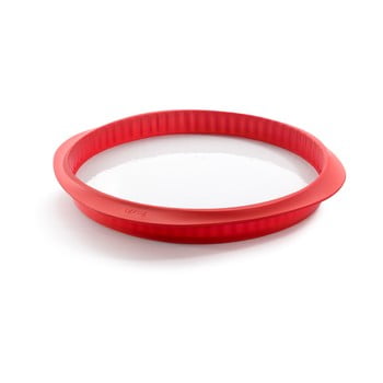 Formă din silicon cu cu farfurie din ceramică lékué, ⌀ 28 cm, roșu